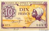 FRENCH WEST AFRICA 10 Francs FRENCH WEST AFRICA 10 Francs 1943 fST -