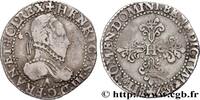 FRANKREICH Demi-franc au col gaufré HENRY III Paris 1587 (28mm, 6,88g, 1h) -