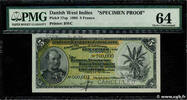 DÄNISCHE-WESTINDIEN (JUNGFERNINSELN) 5 Francs Spécimen DÄNISCHE-WESTINDIEN (JUNGFERNINSELN) 5 Francs Spécimen 1905 fST+ -
