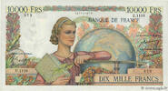 FRANKREICH 10000 Francs GÉNIE FRANÇAIS FRANKREICH 10000 Francs GÉNIE FRANÇAIS 1951 fVZ -