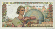 FRANKREICH 10000 Francs GÉNIE FRANÇAIS FRANKREICH 10000 Francs GÉNIE FRANÇAIS 1952 fVZ -