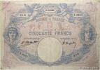 FRANKREICH 50 Francs BLEU ET ROSE FRANKREICH 50 Francs BLEU ET ROSE 1923 S -