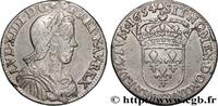 FRANKREICH Demi-écu, portrait à la mèche longue LOUIS XIV THE SUN KING Saint-Lô 1654 (31,5mm, 13,54g, 6h) -