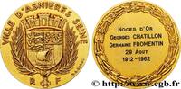 FRANKREICH Médaille, Noces d’or AMOUR ET MARIAGE 92 - Asnières-sur-Seine 1962 (58,5mm, 88,19g, 12h) -