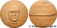 FRANKREICH Médaille, Hippolyte Worms MER ET MARINE : PAQUEBOTS, NAVIRES, BATEAUX Monnaie de Paris 1968 (80,5mm, 285,22g, 12h) -