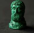 Antique Bust of a philosopher in malachite carved in the round