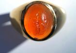 Roman Intaglio On Carnelian : Pantheistic Goddess set on a gold ring