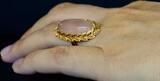 Vintage 18k Gold Ring With Rose Quartz