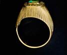 Vintage Art Deco Signet Ring In 18k Gold With Emerald And Small Diamonds