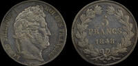   Monnaie FRANCE - 5 Francs Louis-Philippe Ier - 1848 A - PARIS  50,00 EUR  zzgl. 11,00 EUR Versand