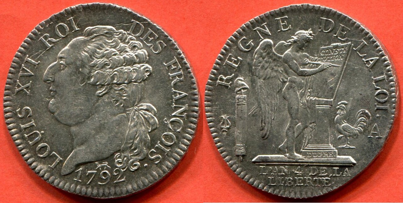 Französische Königliche Münzen 1792 CONSTITUTION 17911792 LOUIS XVI