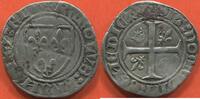 Französische Königliche Münzen BLANC CHARLES VI 1380-1422 DIT GUENAR 1ere ÉMISSION AVEC O ROND 11 MARS 1385 A/ KAROLVS FRANCORV REX ÉCU DE FRANCE R/ SIT NOME DNI B -