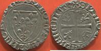 Französische Königliche Münzen BLANC CHARLES VI 1380-1422 DIT GUENAR 1ere EMISSION 11 MARS 1385 A/ KAROLVS FRANCORV REX ÉCU DE FRANCE R/ SIT NOME DNI BENEDICTV CRO -