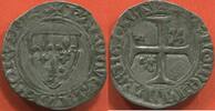 Französische Königliche Münzen BLANC CHARLES VI 1380-1422 DIT GUENAR VARIÉTÉ AVEC POINT A L’INTÉRIEUR DES O ET POINT SÉPARATIF PAR xx A/ KAROLVS FRANCORV REX ÉCU D -