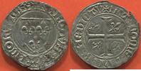 Französische Königliche Münzen BLANC CHARLES VI 1380-1422 DIT GUENAR VARIÉTÉ AVEC POINTS SÉPARATIFS PETITS RONDS AVEC POINTS A L’INTÉRIEUR A/ KAROLVS FRANCORV REX -