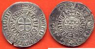 Französische Königliche Münzen 1 SOUS CHARLES VI 1380-1422 GROS AUX LIS SOUS UNE COURONNE A/ KL,DI,G,FRACORU, REX CROIX LEG EXTERIEURE SIT,NOMEN,DOMINI,BENEDICTUM R/ -