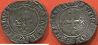 Französische Königliche Münzen 1 SOUS CHARLES VI 1380-1422 GROS DIT FLORETTE 1er ÉMISSION (10 MAI 1417) A/ KAROLVS FRANCORVM REX, TROIS LIS POSÉS 2 ET UNE COURONNE -