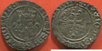 Französische Königliche Münzen 1 SOUS CHARLES VI 1380-1422 GROS DIT FLORETTE 1er ÉMISSION 10 MAI 1417 POINT 6e ATELIER TOURS A/ KAROLVS FRANCORVM REX, TROIS LIS POSÉS -