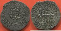 Französische Königliche Münzen 1 SOUS CHARLES VI 1380-1422 GROS DIT FLORETTE 1er ÉMISSION 10 MAI 1417 VARIÉTÉ MONNAIE SURFRAPPE AVERS ET REVERS A/ KAROLVS FRANCORVM R -