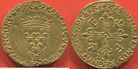 Französische Königliche Münzen 1547 ÉCU D'OR AU FRANCOIS I 1515- SOLEIL ET A LA PETITE CROIX (FIN 1540) B POINTÉ ATELIER ROUEN, DU MAITRE GUILLAUME DE HOUPPEVILLE (CŒUR ENTRE -