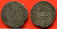 Französische Königliche Münzen DOUZAIN A LA CROISETTE FRANCOIS 1er 1515-1547 ATELIER TOULOUSE A/ FRANCISCV DEI G FRANCORVM REX ÉCU DE FRANCE COURONNE, DANS UN POLYLOBE COUPE PAR LA -
