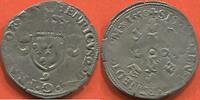 Französische Königliche Münzen DOUZAIN AUX CROISSANTS HENRI II 1547-1559 1550 9 ATELIER RENNES A/ HENRICVS 2 DEI G FRANCOR REX, ÉCU DE FRANCE COURONNÉ, ACCOSTÉ DE DEUX CROISSANTS C -