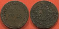 Französische Königliche Münzen 2 SOLS PREMIÈRE RÉPUBLIQUE 1792-1804 SIÈGE DE MAYENCE CONVENTION L'AN 2e DE L'EGALITE 1793 AVEC TROIS RAMEAUX POIDS 6.25g ÉTAT SUPERB -