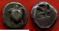 Antike Münzen STATÈRE GRÈCE EGINE 480-457 EN ARGENT A/ TORTUE MARINE R/ CARRE CREUX POIDS 11.97g -