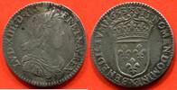 Französische Königliche Münzen ECU LOUIS XIV 1643-1715 1/12e ECU A LA MECHE LONGUE 1653 X ATELIER AMIENS POIDS 2.07g R4 / N° CATALOGUE : G112 -