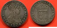 Französische Königliche Münzen 1715 ECU LOUIS XIV 1643- DE NAVARRE A LA MECHE LONGUE METAL ARGENT ANNEE 1655 V ATELIER SAINT PALAIS POIDS 27.09 PATINE DE MEDAILLER * / -
