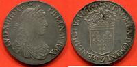 Französische Königliche Münzen 1715 ECU LOUIS XIV 1643- AU BUSTE JUVENILE 1664 9 ATELIER RENNES POIDS 27.3g FRAPPE FAIBLE A L'AVERS / N° CATALOGUE : G205 -