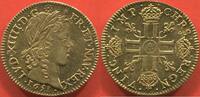 Französische Königliche Münzen 1715 LOUIS D'OR LOUIS XIV 1643- A LA MÈCHE LONGUE ANNÉE 1651 A ATELIER PARIS POIDS 6.74g ÉTAT SUPERBE A SPLENDIDE TRÈS JOLIE PIÈCE AVEC UN ECLA -