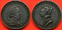 Médailles MEDAILLE HENRI III 1574-1589 EN ARGENT FRAPPE XVIIIe SANS POINCON HENRI III ET LOUISE DE LORRAINE A/ BUSTE CUIRASSE ET LAUREE D'HENRI I -