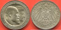 Ausländische Münzen 3 MARK ALLEMAGNE - WURTTENBERG - GUILLAUME II EN ARGENT ANNÉE 1911 F ATELIER FREUDENSTADT POUR LE 25e ANNIVERSSAIRE DE MARIAGE POIDS -
