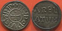 Französische Königliche Münzen DENIER LOUIS LE DÉBONNAIRE DIT LOUIS LE PIEUX 814-840 D'ARLES EN ARGENT. A/ H LVDOVVICVS IMP. R/ AREL ATVM. POIDS 1.76g ETAT SUPERBE -