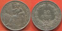 Ausländische Münzen 20 CENT INDOCHINE EN ARGENT ANNÉE 1900 A POIDS 5.37g ETAT TTB AVEC DES PETITS COUPS SUR LA TRANCHE / N° CATALOGUE : LECOMPTE202 -