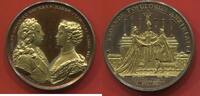 Médailles BRONZE LOUIS XV 1715-1774 MÉDAILLE D’ÉPOQUE EN DORE MARIAGE DE LOUIS XV ET MARIE LESZCZYNSKA PAR JEAN DUVIVIER 1725 PARIS A/ LUD.XV.D -