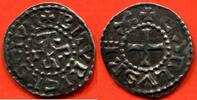 Französische Königliche Münzen DENIER CHARLES LE CHAUVE ROI D'AQUITAINE 840-866 DE BOURGES A/ A/ CARLVS REX ENTRE DEUX GRENETIS CROIX R/ BITVRICES CIVII ENTRE DEUX -