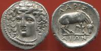Antike Münzen HEMIDRACHME GRÈCE THESSALY LARISSA 356-342 AV J-C EN ARGENT A/ TÊTE DE LA NYMPHE LARISSA POIDS 3.06g ET DIAMÈTRE 15mm ÉTAT SUPERBE LES S -