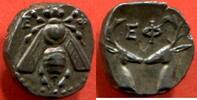 Antike Münzen GRÈCE IONIE EPHESE DIOBOLE EN ARGENT FRAPPE 390-325 BC A/ UNE ABEILLE R/ DEUX TÊTES DE CERF FACE A FACE POIDS 1.02g ET 9.5mm VE -