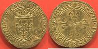 Französische Königliche Münzen 1547 ÉCU D'OR AU FRANCOIS I 1515- SOLEIL SYSTÈME MONÉTAIRE DU MILANAIS. VARIÉTÉ AVEC DVX M EN FIN DE LÉGENDE DE DROIT. SIGNE INITIAUX AVEC LA TÊ -