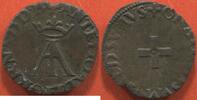 Französische Königliche Münzen 1562 LIARD ROYAUME DE NAVARRE ANTOINE DE BOURBON ET JEANNE D'ALBRET 1555- A LA CROISETTE EN BILLON A/ ANT ET IOA DEI G RR NA D. DB MONOGRO -