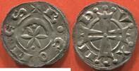 Französische Königliche Münzen DENIER PROVENCE MARQUISAT DE PROVENCE RAYMOND VI OU RAIMONDIN EN BILLON A/ R COMES SOLEIL ET CROISSANT R/ DVXM POIDS 0.82g ETAT TTB J -