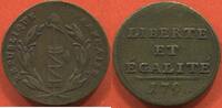 Französische Königliche Münzen BRONZE CONVENTION LIBERTÉ ET EGALITE 1792 GRAVEUR SANS SIGNATURE MÉTAL POIDS 3.89g TRANCHE LISSE RARETÉ R2 / N° CATALOGUE : BRANDON20 -