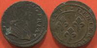 Französische Königliche Münzen DENIER PRINCIPAUTÉ D'ORANGE GUILLAUME IX DE NASSAU 1625-1647 TOURNOIS EN CUIVRE 1657 POIDS 1.30g ETAT TB/TTB / N° CATALOGUE : CGKL 78 -