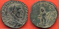 Antike Münzen SESTERCE PHILIPPE PERE 244-249 A/ IMP M IVL PHILIPPVS AVG SON BUSTE LAURE A DROITE R/ LAET FVNDATA SC LA JOIE DEBOUT A GAUCHE, TENANT -
