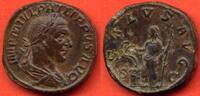 Antike Münzen SESTERCE PHILIPPE PERE 244-249 A/ IMP M IVL PHILIPPUS AVG SON BUSTE LAURE ET DRAPE A DROITE R/ LIBERALITAS AVGG II SC LA LIBERALITE -