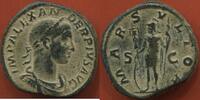 Antike Münzen SESTERCE ALEXANDRE SÉVÈRE 222-235 EN BRONZE A/ IMP ALEXANDER PIVS AVG SA TÊTE LAURÉE A DROITE ET BUSTE CUIRASSE ET DRAPÉ. R/ MARS VLTOR -