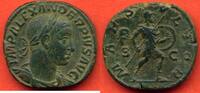 Antike Münzen SESTERCE ALEXANDRE SEVERE 222-235 A/ IMP ALEXANDER PIVS AVG SON BUSTE LAURE ET DRAPE A DROITE R/ MARS VLTOR SC MARS EN HABIT MILITAI -