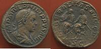 Antike Münzen SESTERCE PHILIPPE FILS 247-249 EN BRONZE A/ IMP M IVL PHILIPPVS AVG, BUSTE LAURÉ A DROITE DRAPÉ ET CUIRASSÉ. R/ LIBERALITAS AVGG II SC -